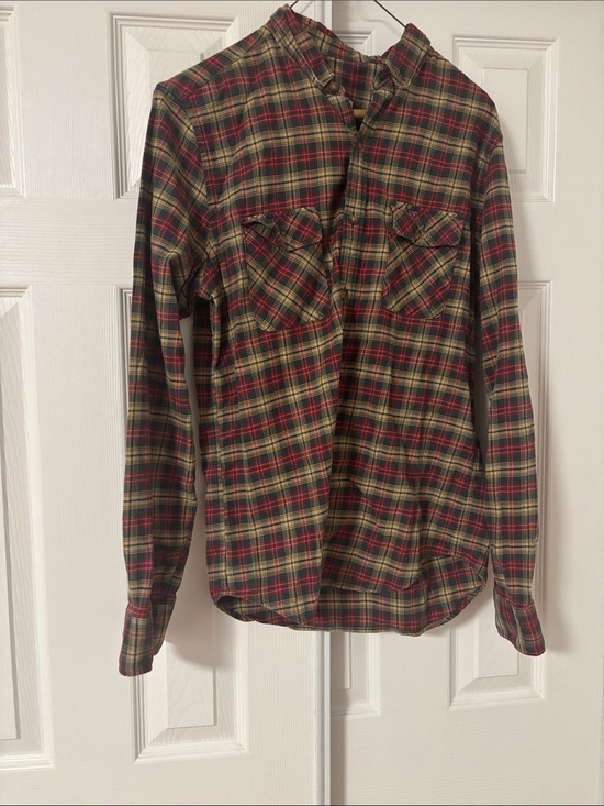 Fossil Dresses & Skirts - Fossil Red, Green, and Tan Plaid Button-Up Shirt